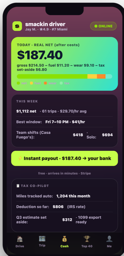 smackin driver โ real net pay